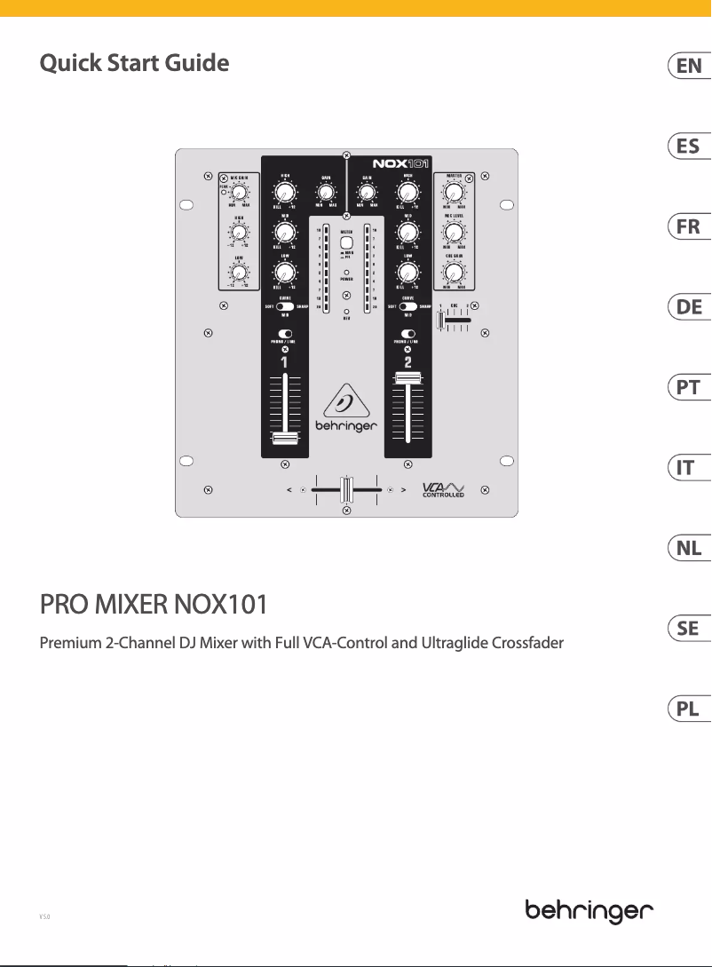 First page image of the manual for NOX101