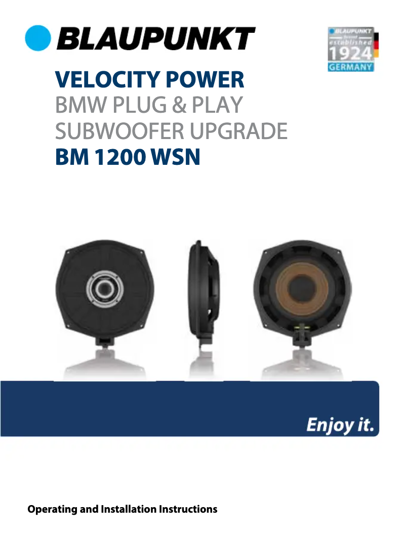 Page 1 of the manual User Manual Blaupunkt BM 1200 WSN