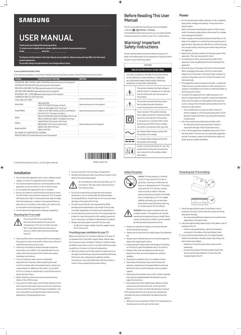 Page 1 of the manual User Manual Samsung Q80A Series QA65Q80AAWXXY