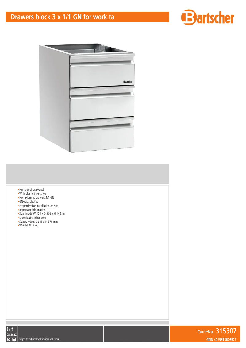 First page image of the manual for 315307