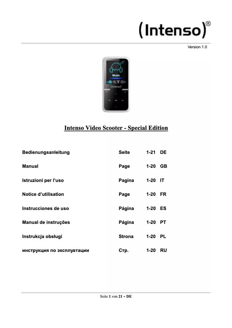 First page image of the manual for Video Scooter