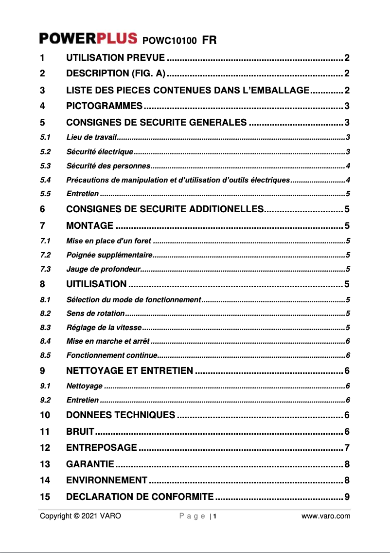 Page 1 of the manual User Manual PowerPlus POWC10100