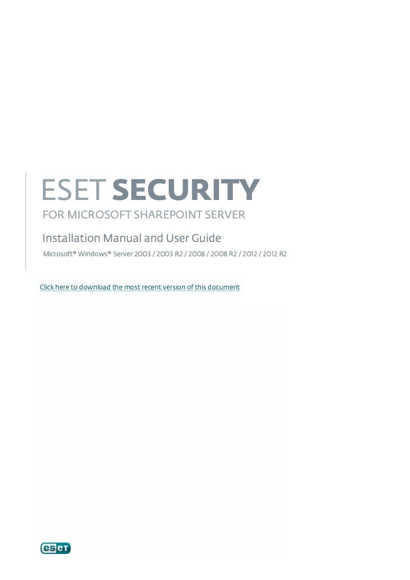 Image de la première page du manuel de l'appareil Security for Microsoft SharePoint Server