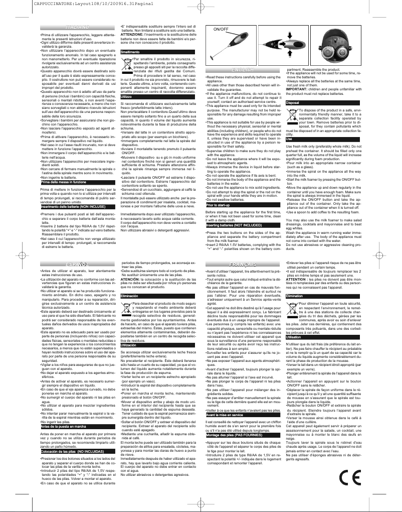 Page 1 of the manual User Manual Polti Cappuccinatore