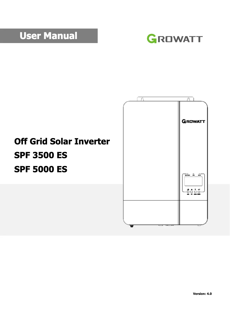 Page 1 de la notice Manuel utilisateur Growatt SPF 3500 ES