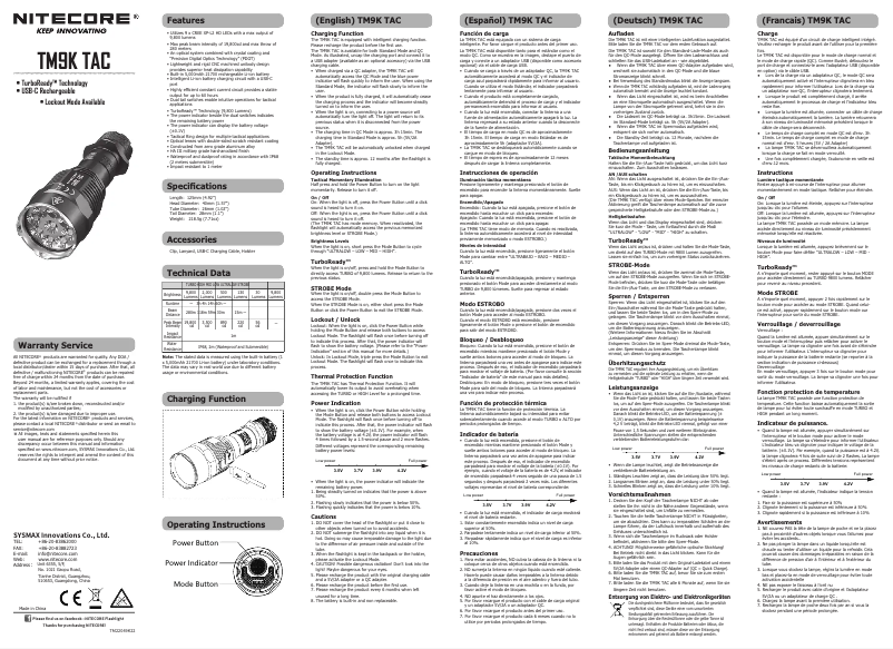 First page image of the manual for TM9K TAC