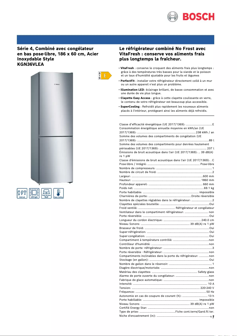 First page image of the manual for KGN36VLEA