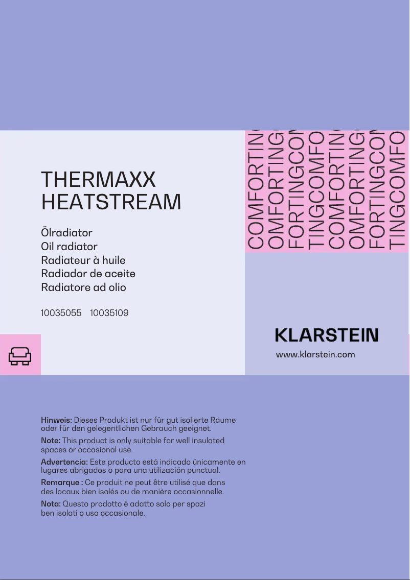 Page 1 of the manual User Manual Klarstein Thermaxx Heatstream