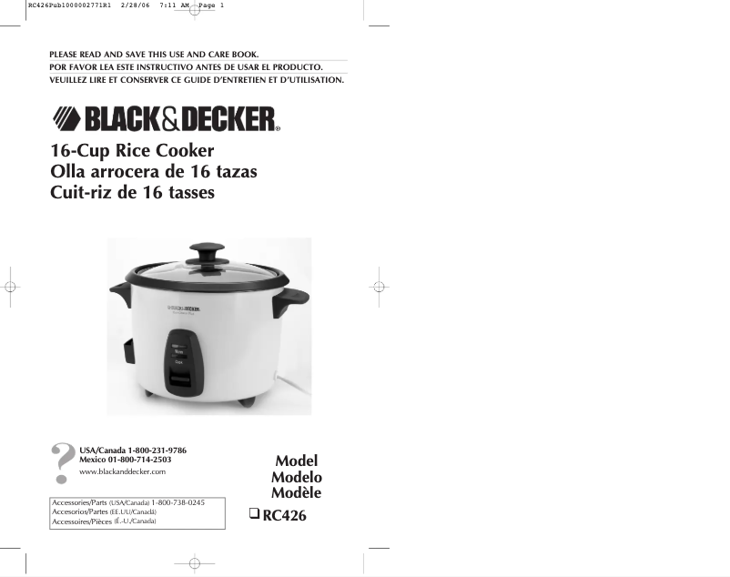 Page 1 of the manual User Manual Black & Decker RC426