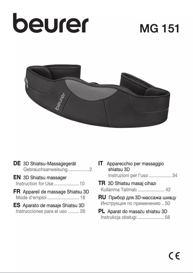 Page 1 of the manual User Manual Beurer MG 151