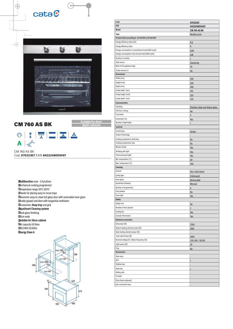 First page image of the manual for CM 760 AS BK