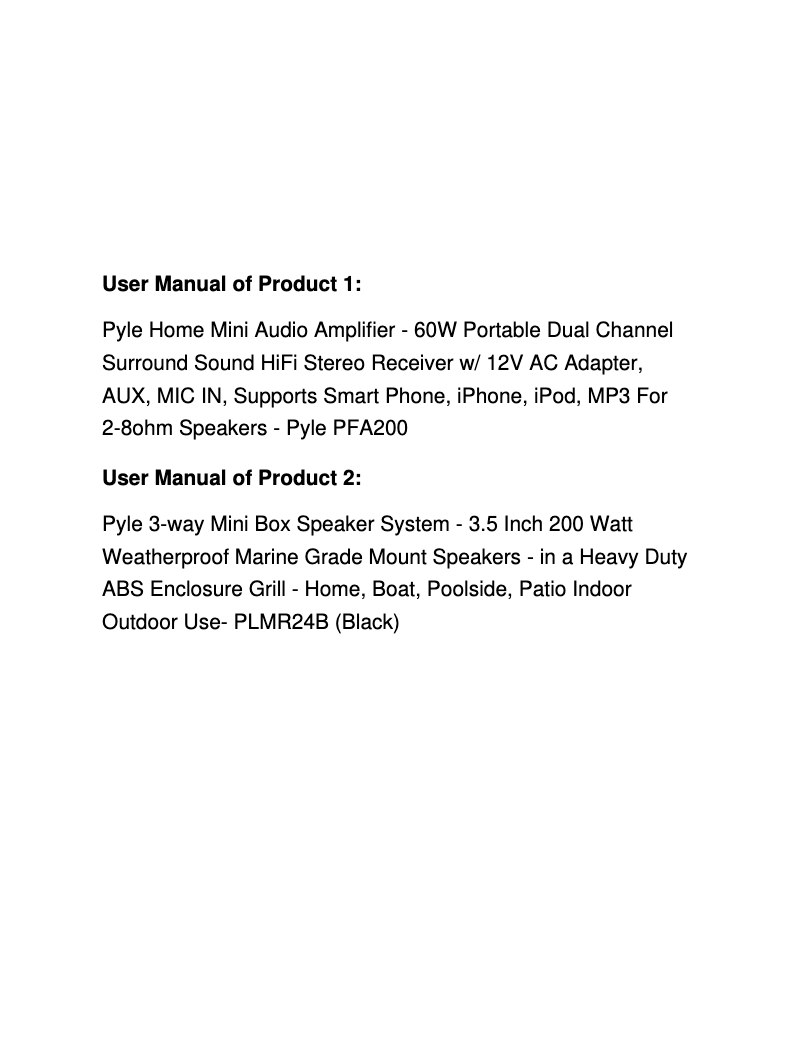 First page image of the manual for PFA330BT