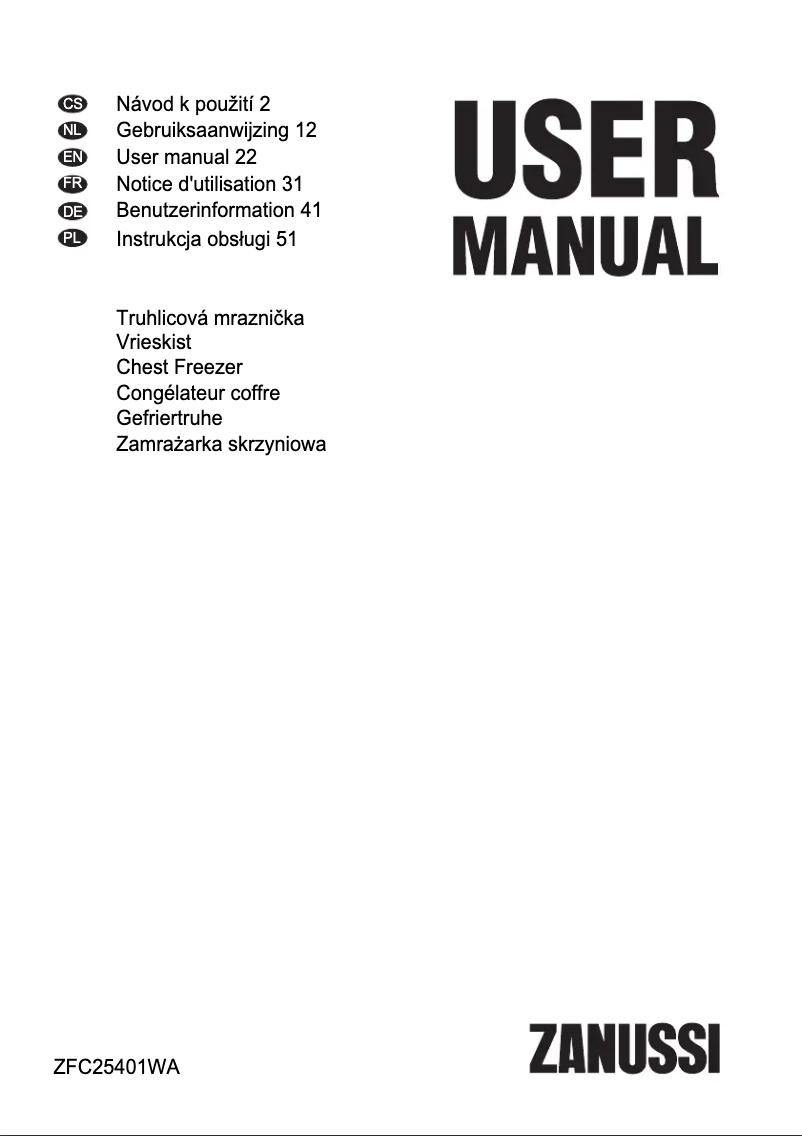 First page image of the manual for ZFC25401