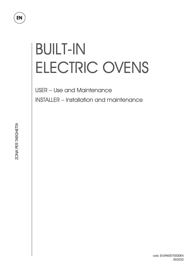 First page image of the manual for OV30STCT3