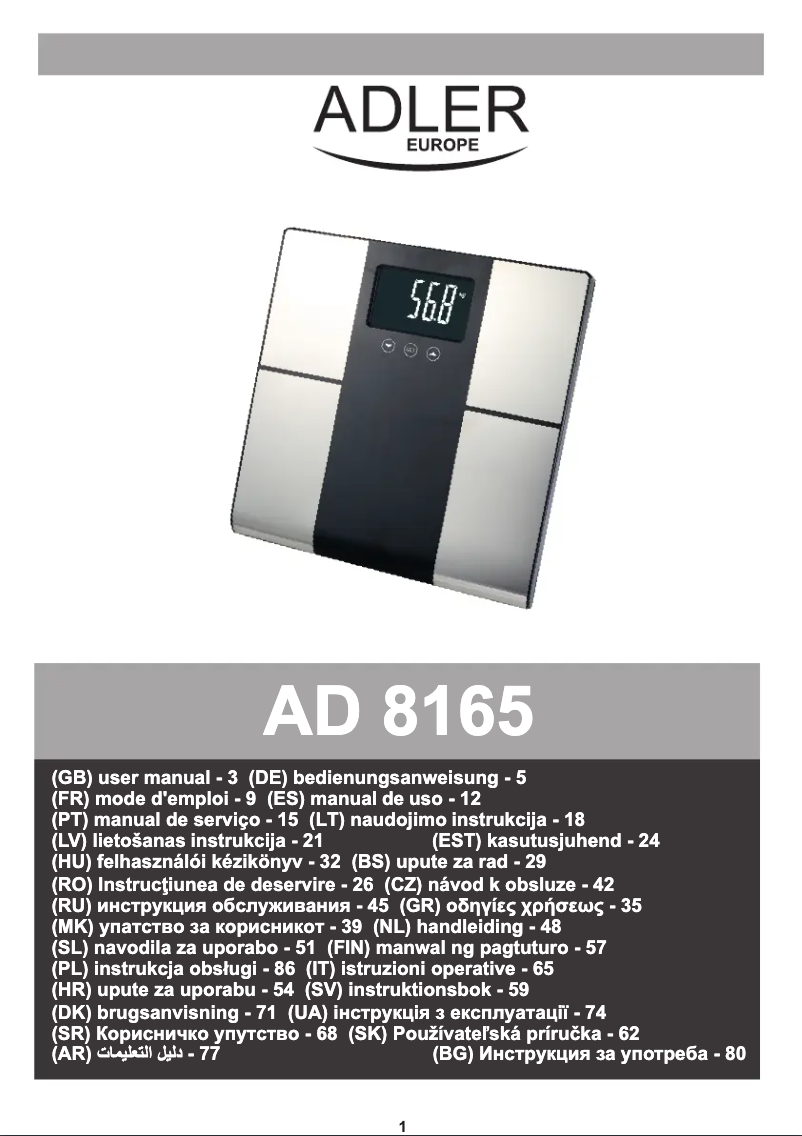 Page 1 of the manual User Manual Adler AD 8165