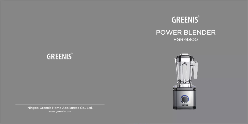 First page image of the manual for Power Blender FGR-9800