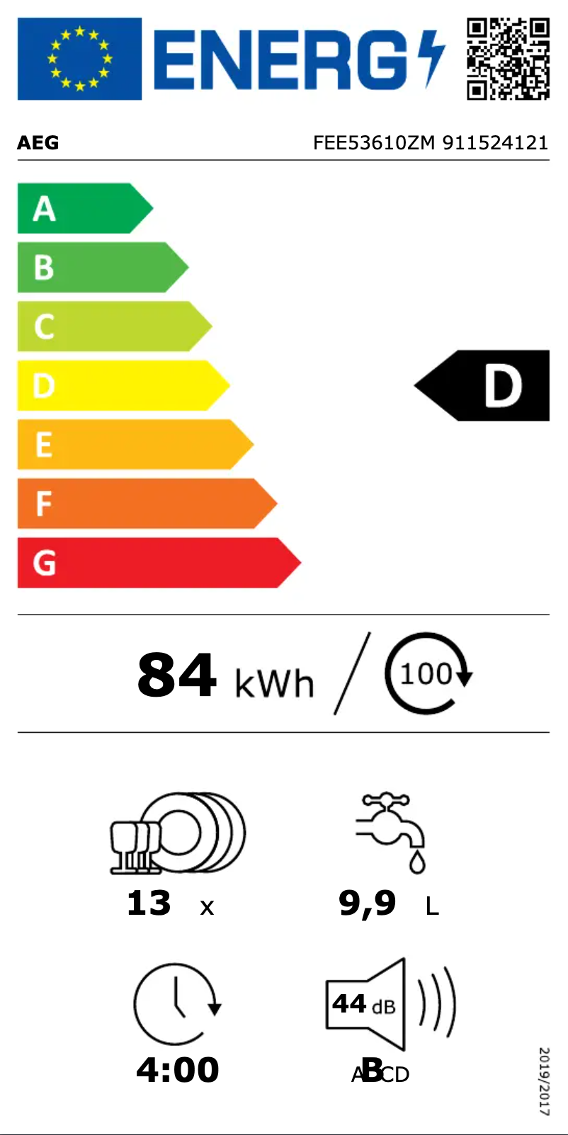 Page 1 of the manual Energy Label AEG FEE53610ZM