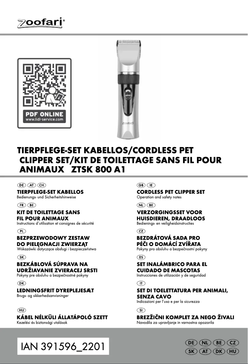 First page image of the manual for ZTSK 800 A1
