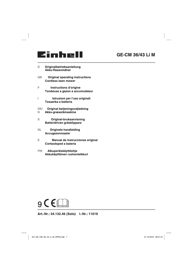 First page image of the manual for GE-CM 36/43 Li M-Solo