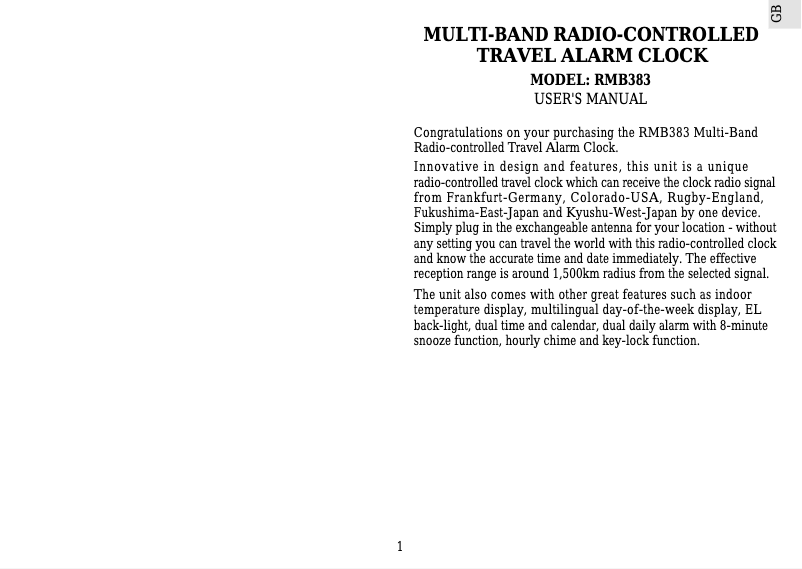 First page image of the manual for RMB383