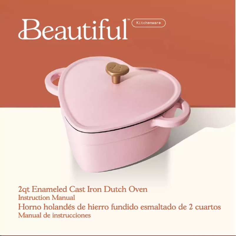 First page image of the manual for 2qt Cast Enamel Heart Dutch Oven