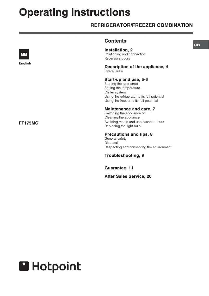 First page image of the manual for FF175MP