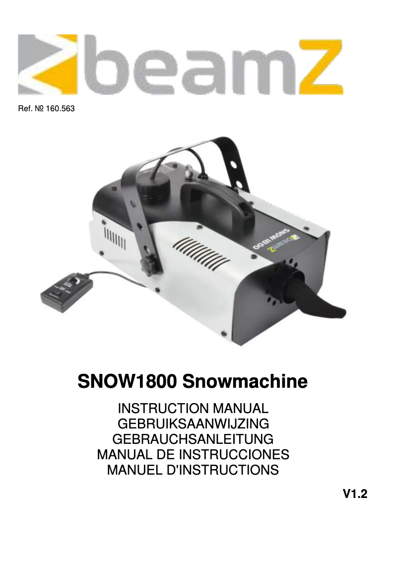 First page image of the manual for SNOW1800 160.563