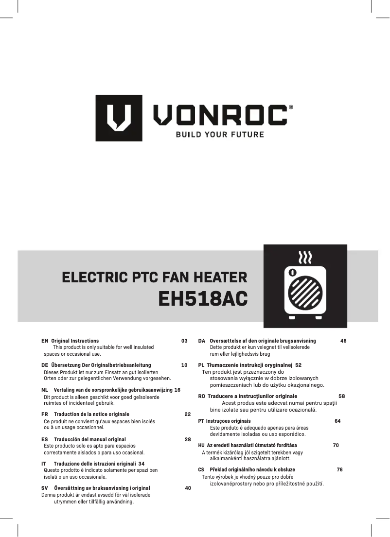 Page 1 of the manual User Manual Vonroc EH518AC