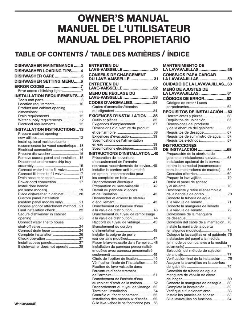 Page 1 of the manual User Manual Whirlpool WDTA50SAKB