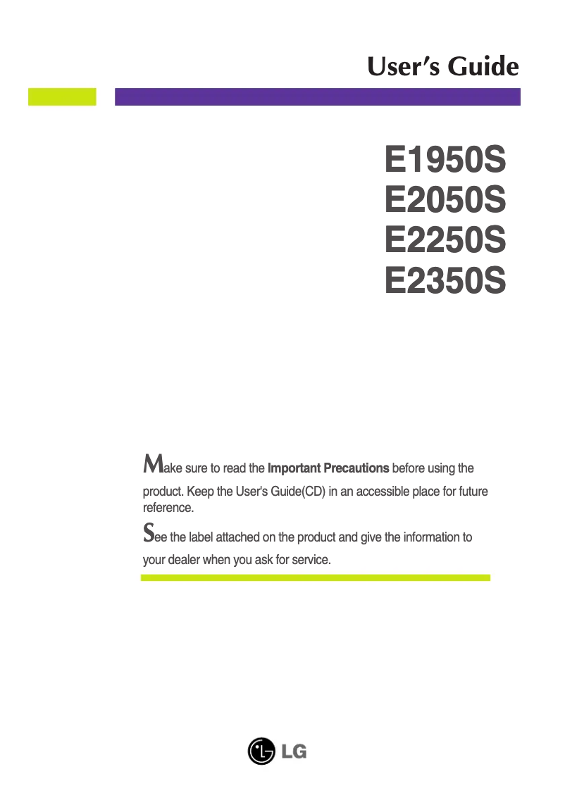 First page image of the manual for E1950S