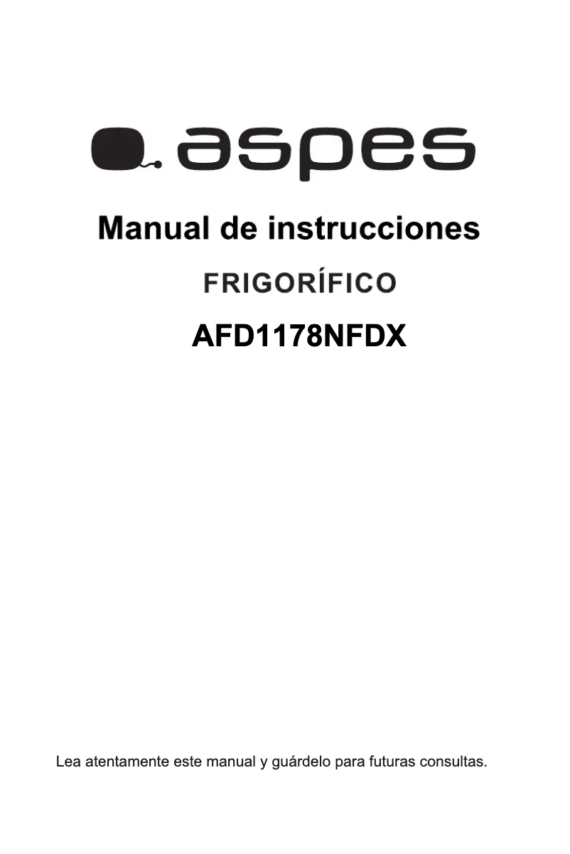 Page 1 of the manual User Manual Aspes AFD1178NFDX