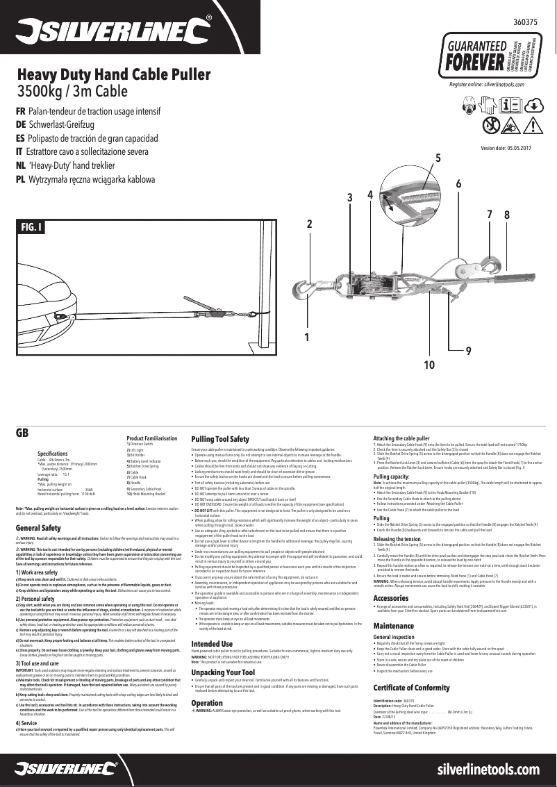 Page 1 of the manual User Manual Silverline 360375