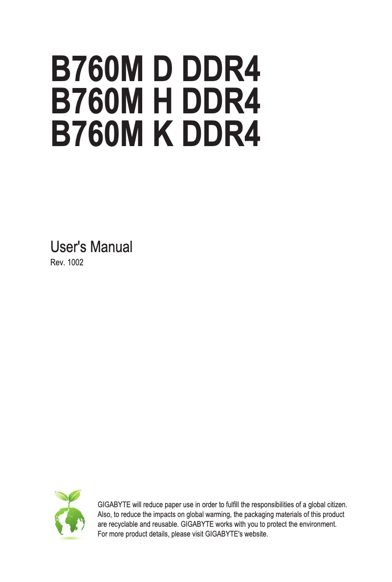 First page image of the manual for B760M K DDR4