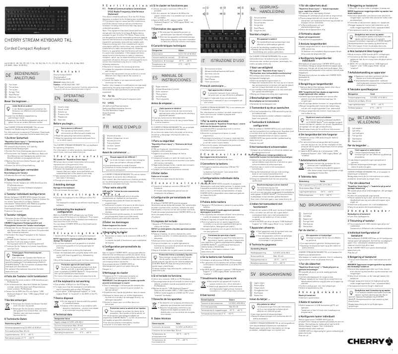Page 1 of the manual User Manual Cherry Stream Keyboard TKL