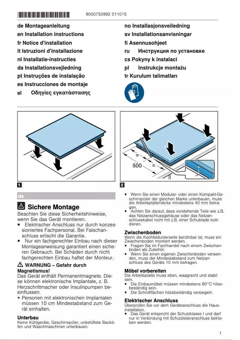 Page 1 of the manual Installation Guide Bosch PKF645B17E