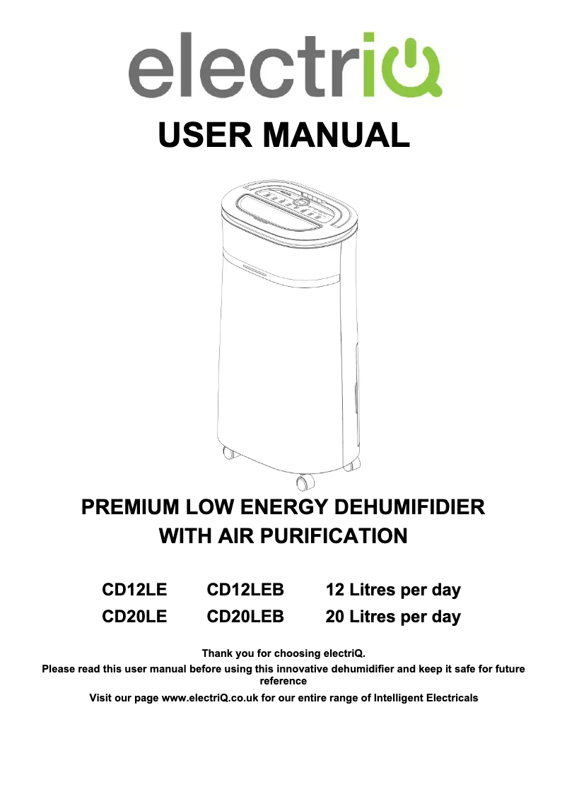 Page 1 of the manual User Manual ElectriQ CD12LEB