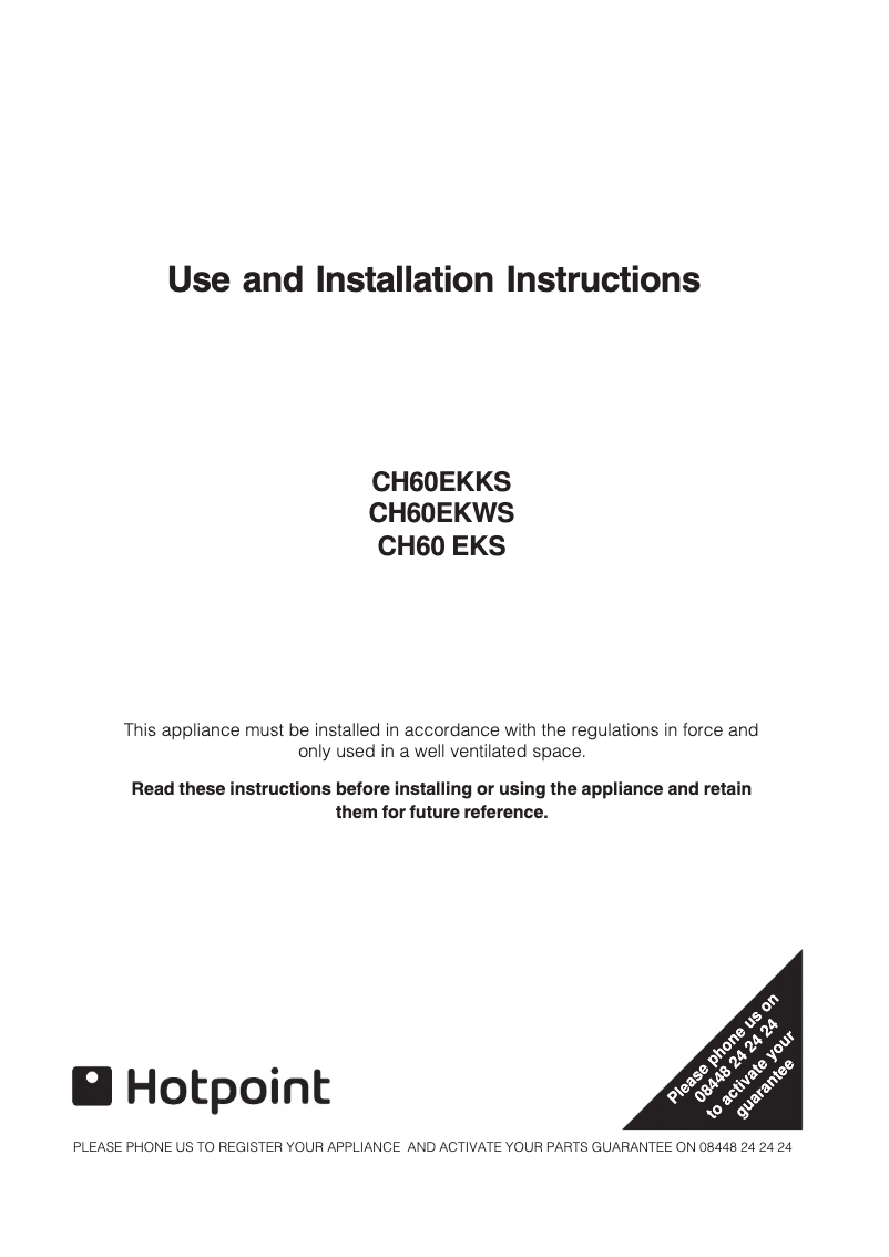 Page 1 of the manual User Manual Hotpoint CH60EKKS