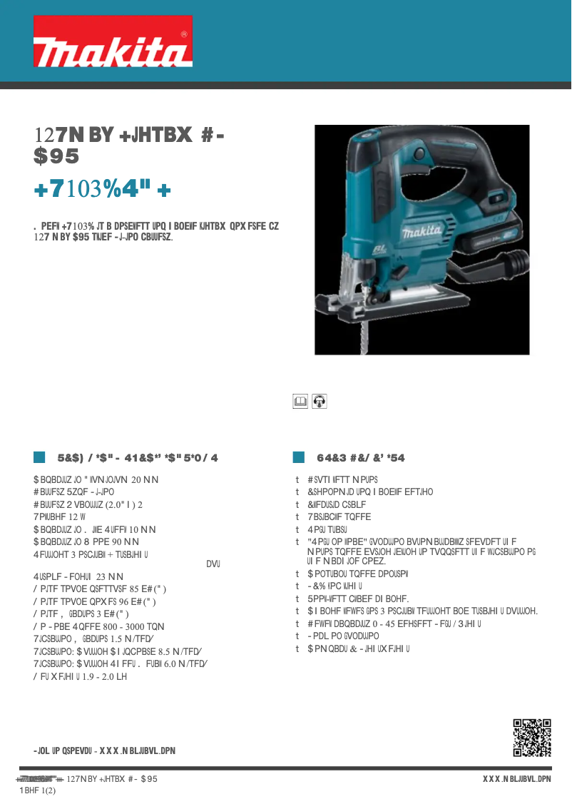 Page 1 of the manual Technical Sheet Makita JV103D