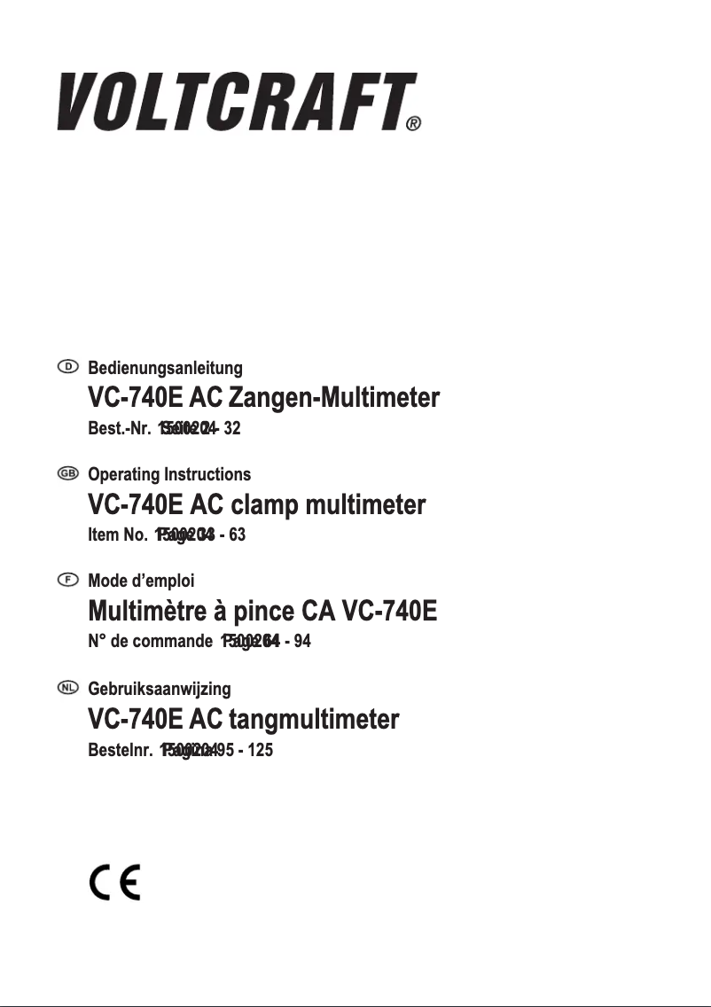 First page image of the manual for VC-740