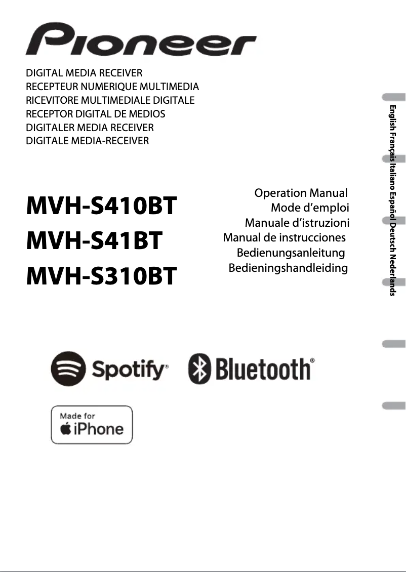 Page 1 of the manual User Manual Pioneer MVH-S310BT