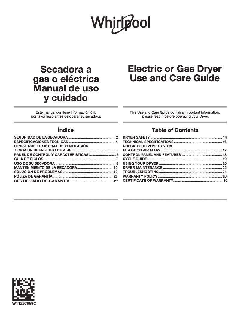 Page 1 of the manual User Manual Whirlpool 7MWED1730JQ