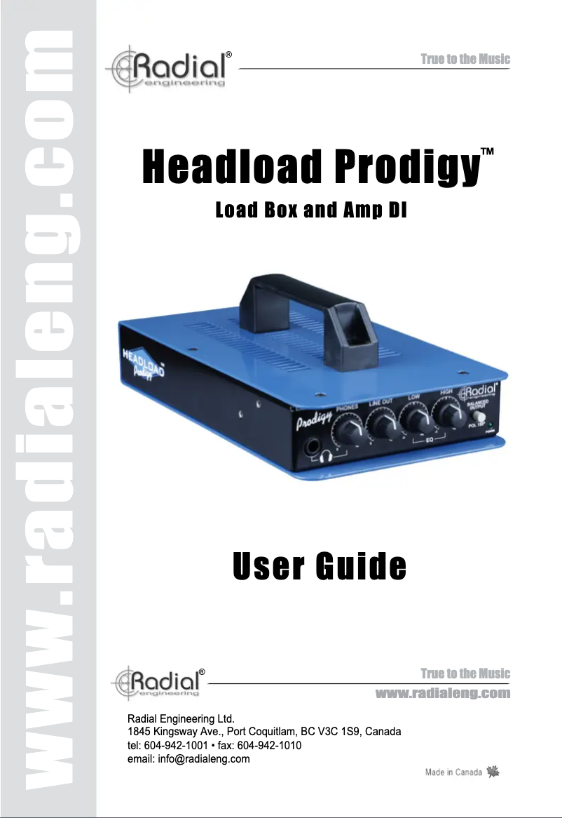 Image de la première page du manuel de l'appareil Headload Prodigy