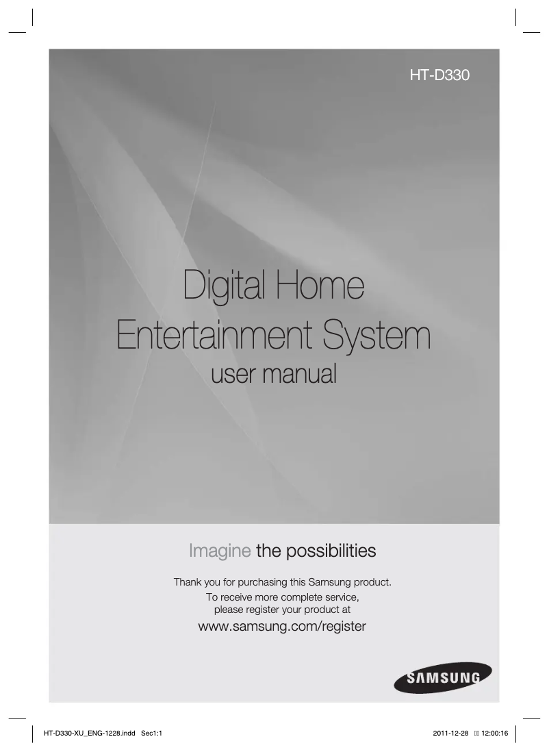 First page image of the manual for HT-D330