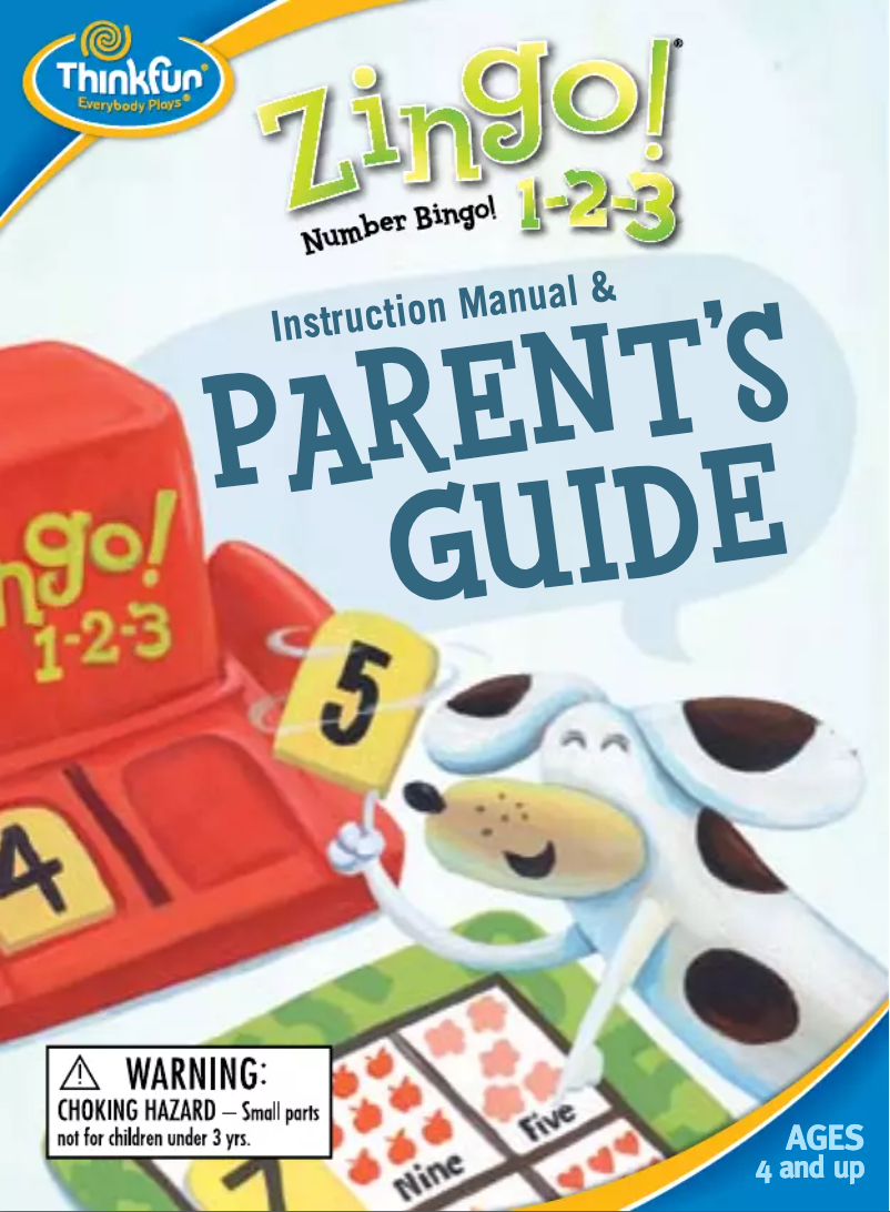 First page image of the manual for Zingo! 1-2-3