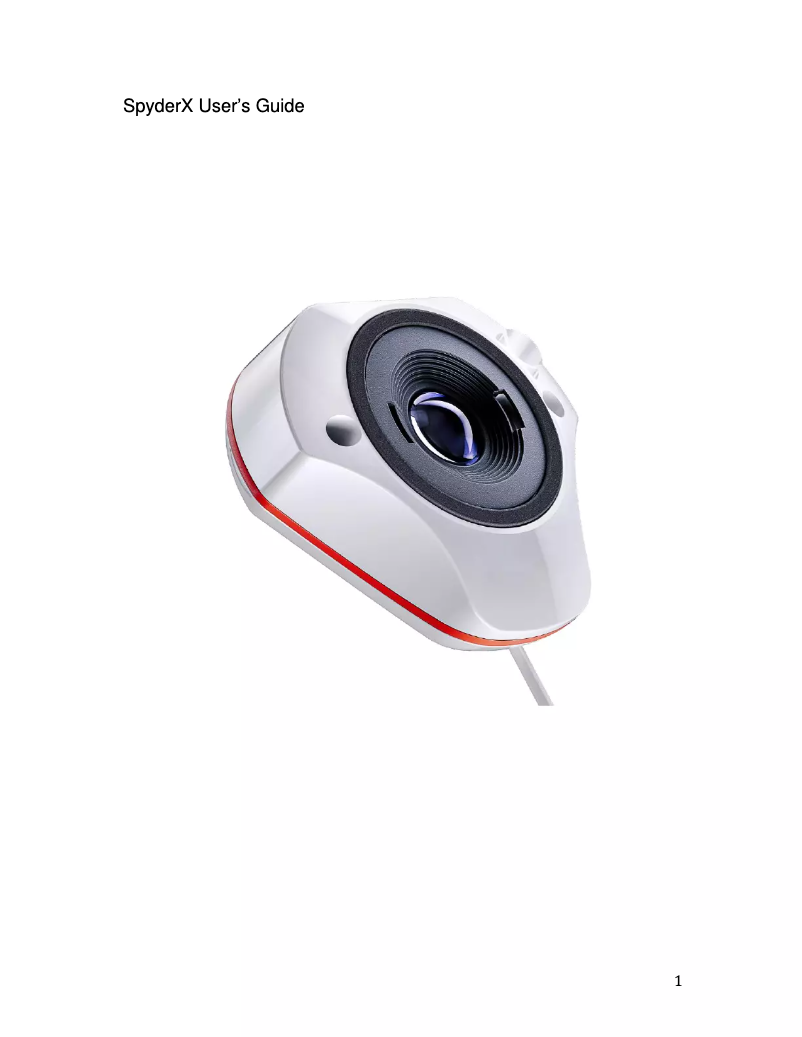 First page image of the manual for SpyderX