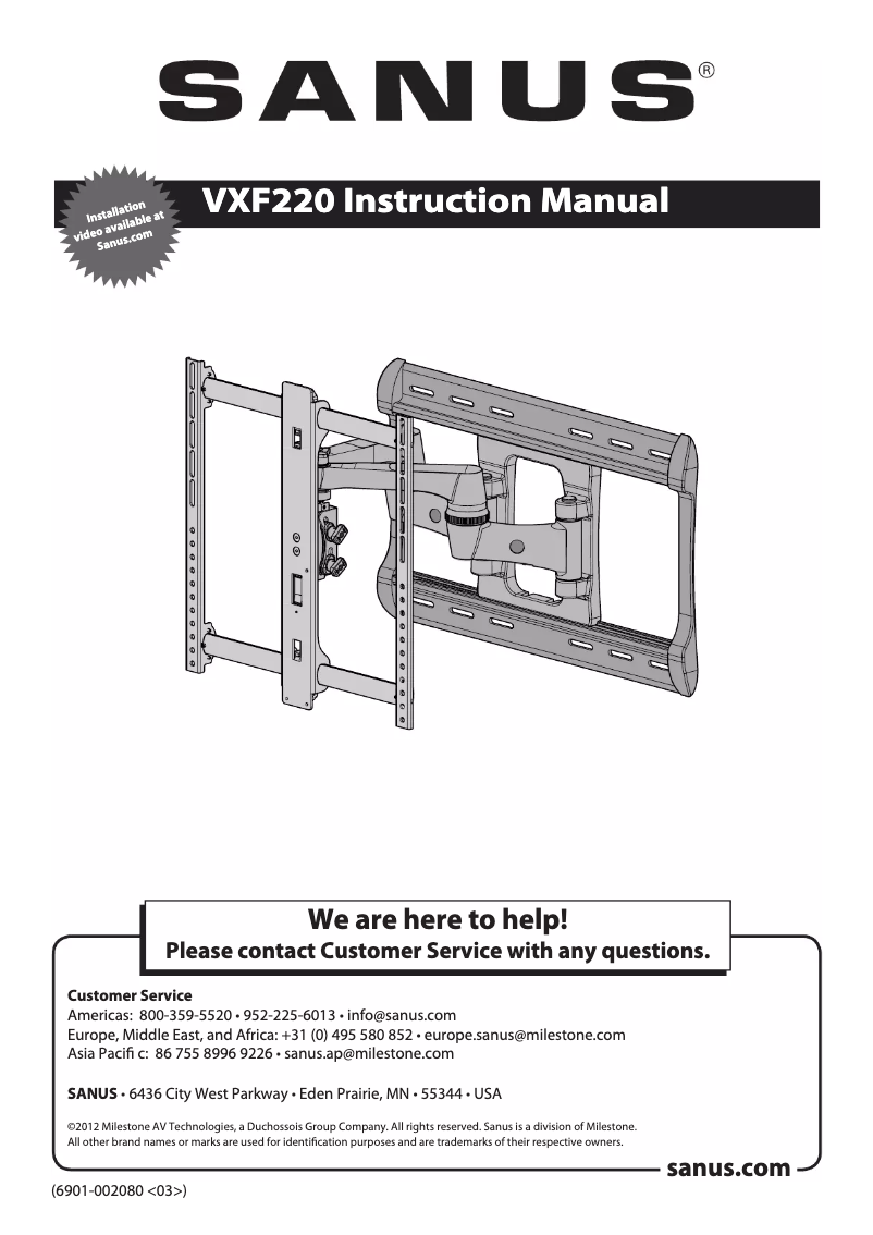 First page image of the manual for VXF220