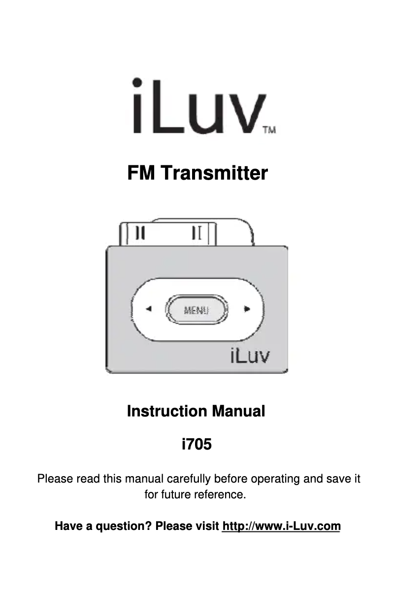 Page 1 of the manual User Manual iLuv I705