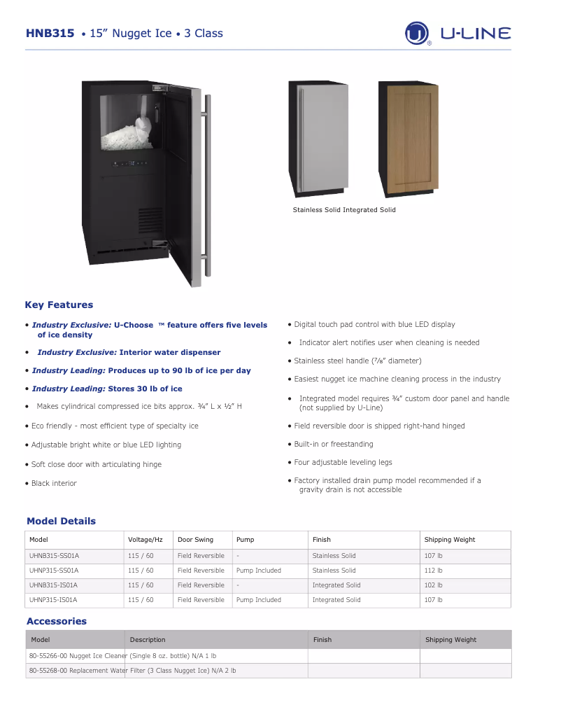 First page image of the manual for UHNB315
