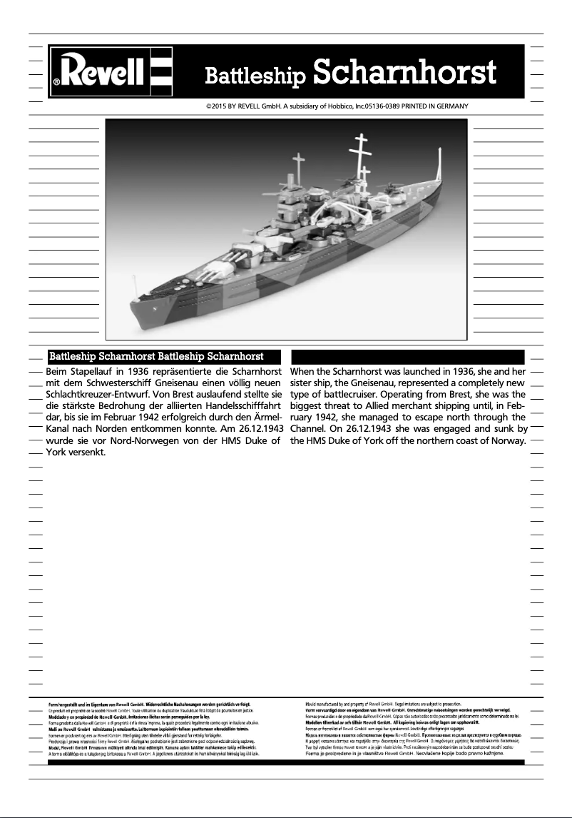 Page 1 of the manual User Manual Revell Scharnhorst
