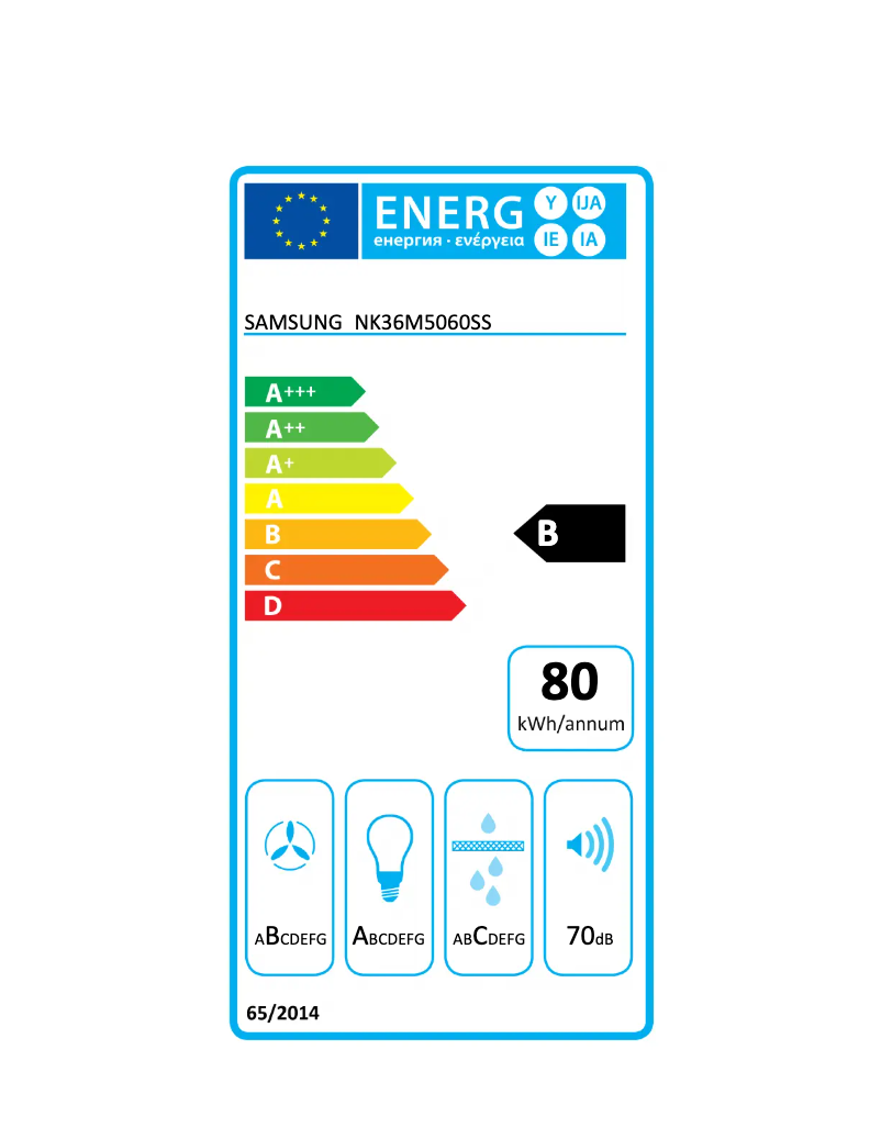 Page 1 of the manual Energy Label Samsung NK36M5060SS